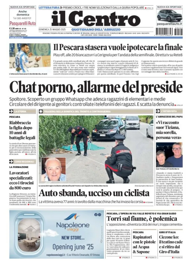 Prima-pagina-il centro-oggi-edizione-del-2025-05-25